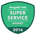Angie's List Super Service Award badge for 2016, symbolizing GSR Cleaning Services' commitment to excellent customer service in the cleaning industry.